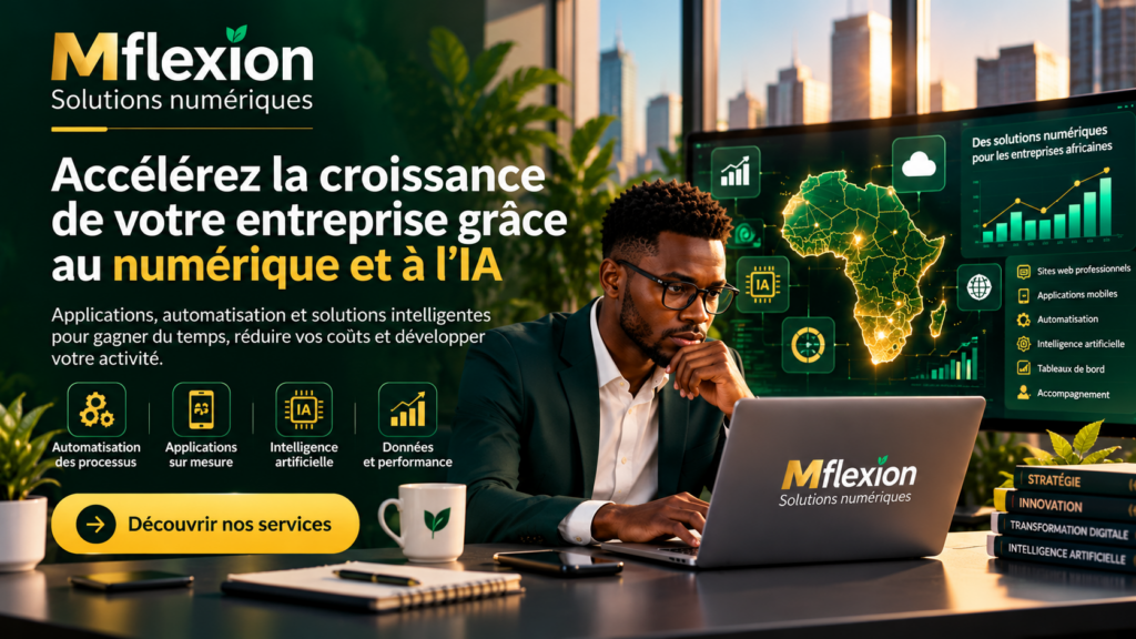 Image professionnelle illustrant les solutions numériques, l’automatisation et l’intelligence artificielle pour les entreprises